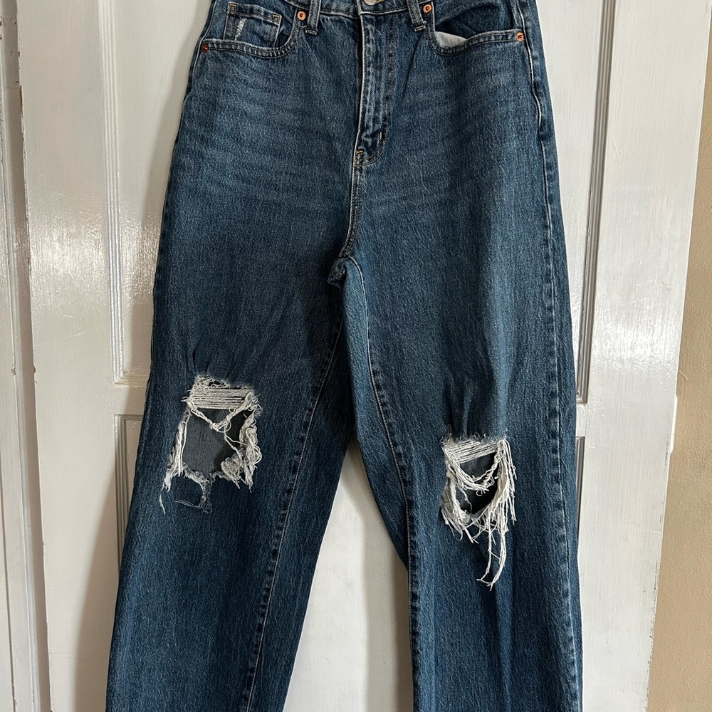 Wild Fable Dark Blue Distressed Flare Jeans